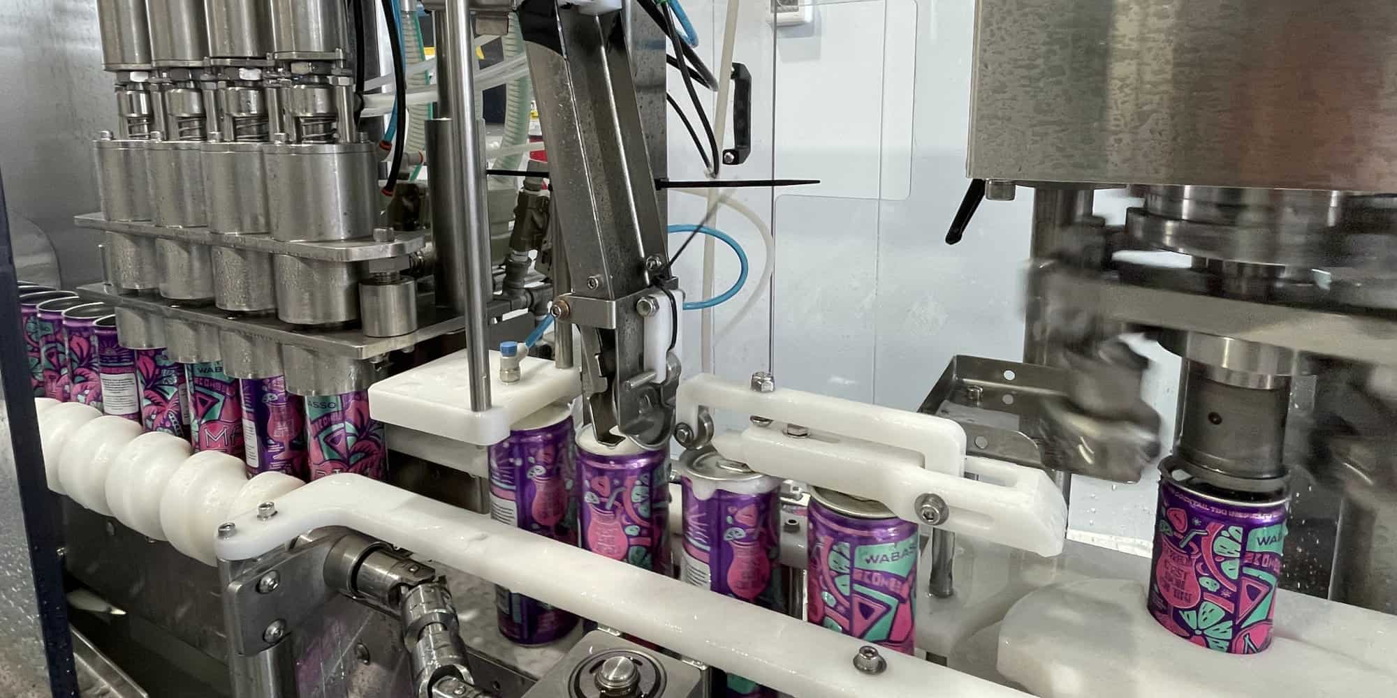 Automated canning line filling beverage cans